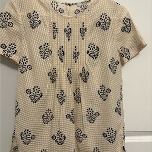 Madewell Floral Cream and Navy Silk Women’s Blouse